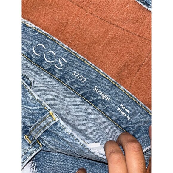 Cos Straight Leg High Rise Blue Denim Jeans Mens Size 32/32 - Picture 6 of 12